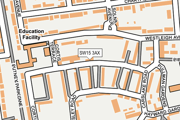 SW15 3AX map - OS OpenMap – Local (Ordnance Survey) SW15 3AX map - OS OpenMap – Local (Ordnance Survey)
