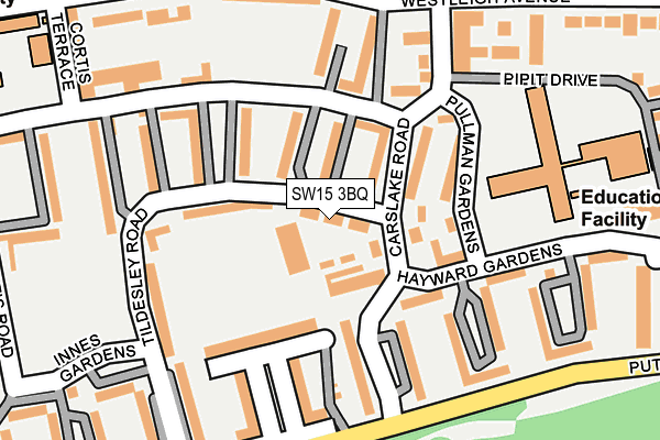 SW15 3BQ map - OS OpenMap – Local (Ordnance Survey) SW15 3BQ map - OS OpenMap – Local (Ordnance Survey)