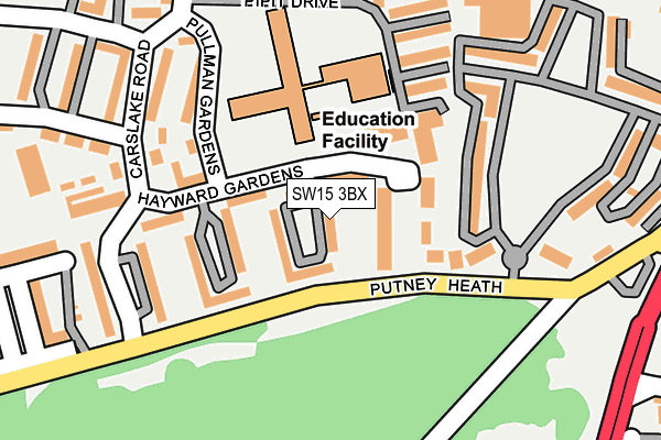 SW15 3BX map - OS OpenMap – Local (Ordnance Survey) SW15 3BX map - OS OpenMap – Local (Ordnance Survey)