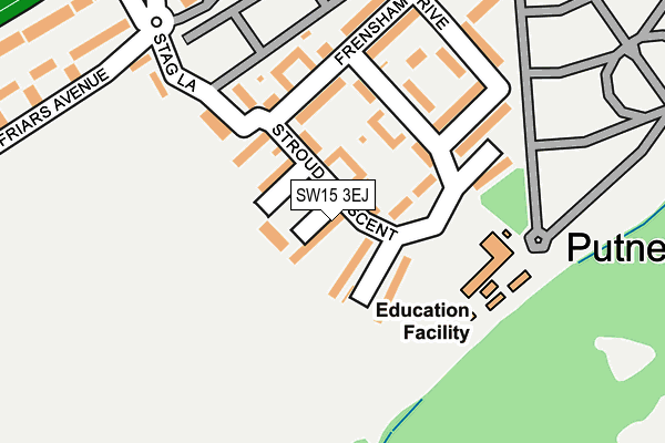 SW15 3EJ map - OS OpenMap – Local (Ordnance Survey)