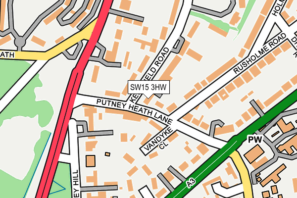 SW15 3HW map - OS OpenMap – Local (Ordnance Survey) SW15 3HW map - OS OpenMap – Local (Ordnance Survey)