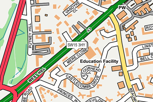SW15 3HY map - OS OpenMap – Local (Ordnance Survey)