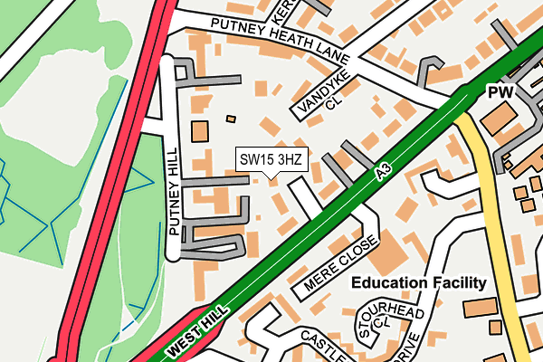 SW15 3HZ map - OS OpenMap – Local (Ordnance Survey) SW15 3HZ map - OS OpenMap – Local (Ordnance Survey)