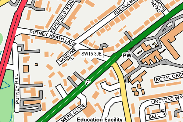 SW15 3JE map - OS OpenMap – Local (Ordnance Survey) SW15 3JE map - OS OpenMap – Local (Ordnance Survey)