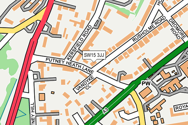 SW15 3JJ map - OS OpenMap – Local (Ordnance Survey) SW15 3JJ map - OS OpenMap – Local (Ordnance Survey)