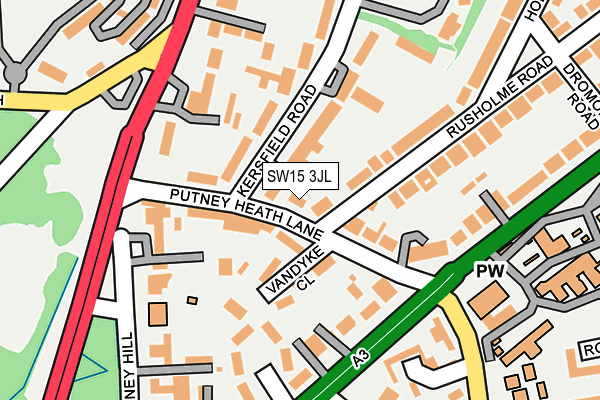 SW15 3JL map - OS OpenMap – Local (Ordnance Survey) SW15 3JL map - OS OpenMap – Local (Ordnance Survey)