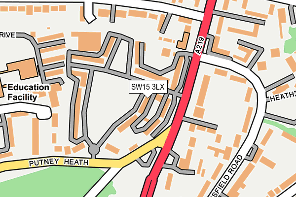 SW15 3LX map - OS OpenMap – Local (Ordnance Survey) SW15 3LX map - OS OpenMap – Local (Ordnance Survey)