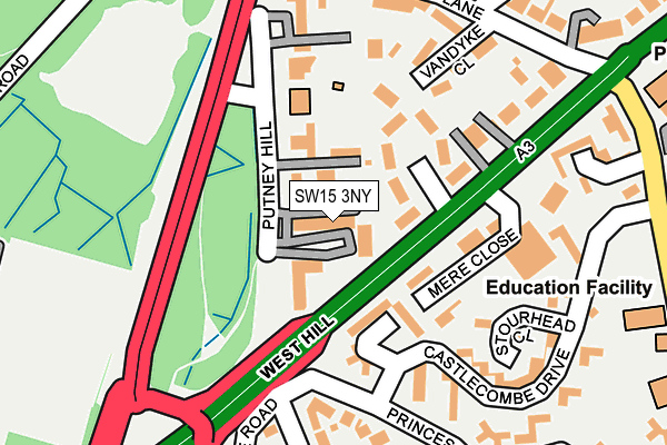 SW15 3NY map - OS OpenMap – Local (Ordnance Survey) SW15 3NY map - OS OpenMap – Local (Ordnance Survey)