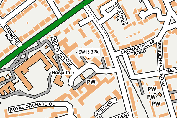SW15 3PA map - OS OpenMap – Local (Ordnance Survey) SW15 3PA map - OS OpenMap – Local (Ordnance Survey)