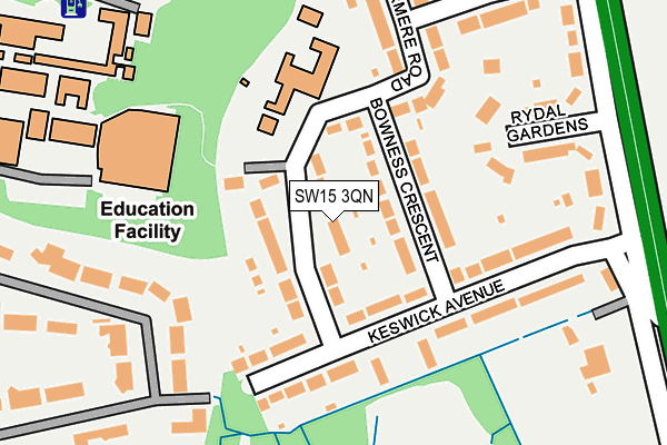 SW15 3QN map - OS OpenMap – Local (Ordnance Survey) SW15 3QN map - OS OpenMap – Local (Ordnance Survey)