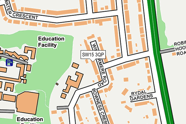 SW15 3QP map - OS OpenMap – Local (Ordnance Survey) SW15 3QP map - OS OpenMap – Local (Ordnance Survey)