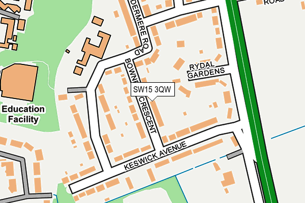 SW15 3QW map - OS OpenMap – Local (Ordnance Survey) SW15 3QW map - OS OpenMap – Local (Ordnance Survey)