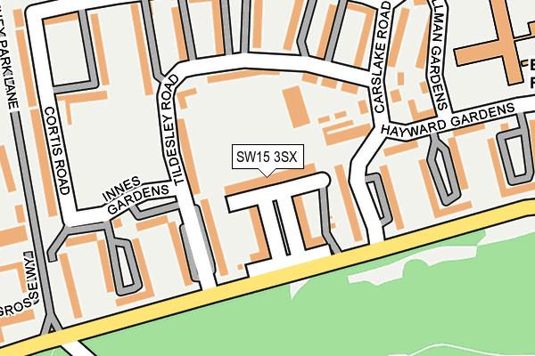 SW15 3SX map - OS OpenMap – Local (Ordnance Survey) SW15 3SX map - OS OpenMap – Local (Ordnance Survey)