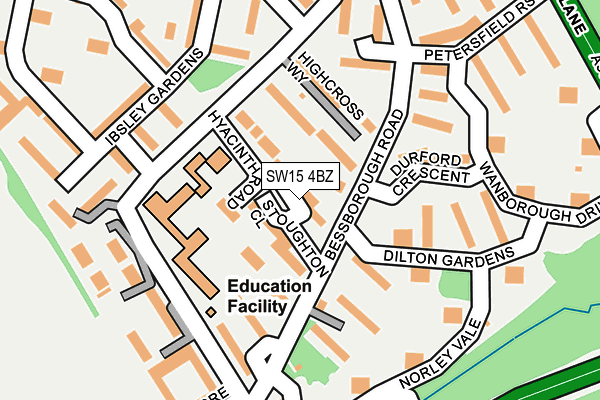 SW15 4BZ map - OS OpenMap – Local (Ordnance Survey) SW15 4BZ map - OS OpenMap – Local (Ordnance Survey)