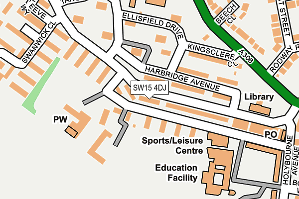 SW15 4DJ map - OS OpenMap – Local (Ordnance Survey) SW15 4DJ map - OS OpenMap – Local (Ordnance Survey)