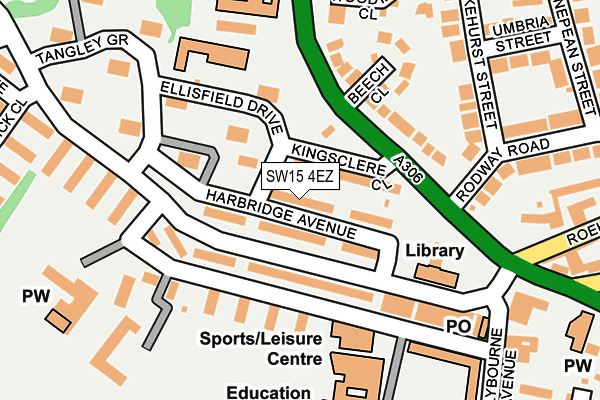 SW15 4EZ map - OS OpenMap – Local (Ordnance Survey) SW15 4EZ map - OS OpenMap – Local (Ordnance Survey)