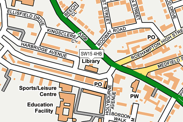 SW15 4HB map - OS OpenMap – Local (Ordnance Survey) SW15 4HB map - OS OpenMap – Local (Ordnance Survey)