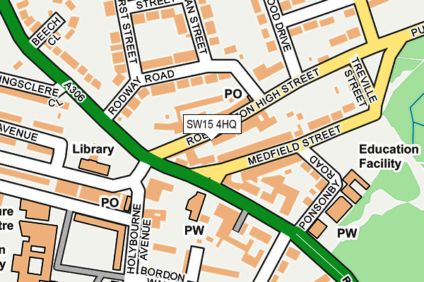 SW15 4HQ map - OS OpenMap – Local (Ordnance Survey) SW15 4HQ map - OS OpenMap – Local (Ordnance Survey)