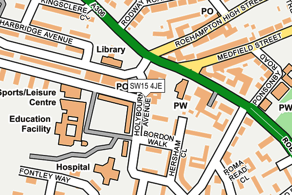 SW15 4JE map - OS OpenMap – Local (Ordnance Survey) SW15 4JE map - OS OpenMap – Local (Ordnance Survey)