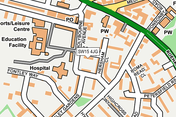 SW15 4JG map - OS OpenMap – Local (Ordnance Survey) SW15 4JG map - OS OpenMap – Local (Ordnance Survey)