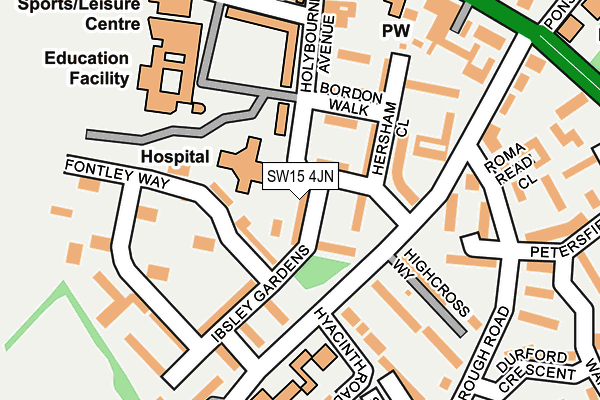 SW15 4JN map - OS OpenMap – Local (Ordnance Survey) SW15 4JN map - OS OpenMap – Local (Ordnance Survey)