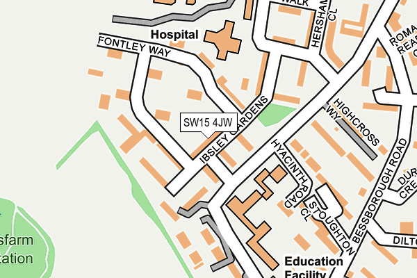 SW15 4JW map - OS OpenMap – Local (Ordnance Survey) SW15 4JW map - OS OpenMap – Local (Ordnance Survey)