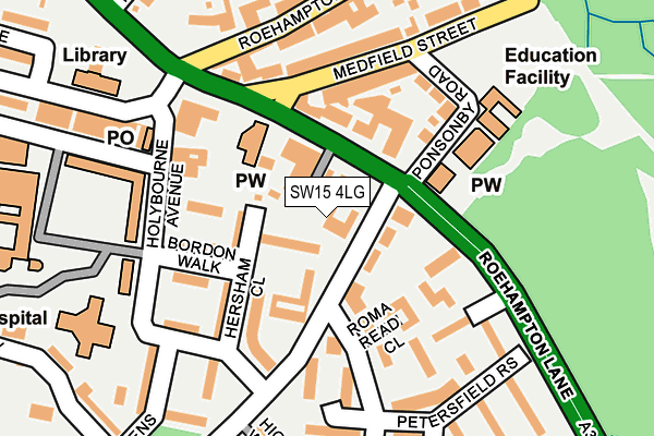 SW15 4LG map - OS OpenMap – Local (Ordnance Survey) SW15 4LG map - OS OpenMap – Local (Ordnance Survey)