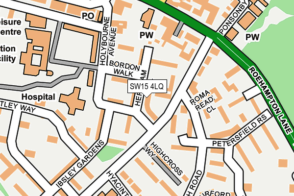 SW15 4LQ map - OS OpenMap – Local (Ordnance Survey) SW15 4LQ map - OS OpenMap – Local (Ordnance Survey)