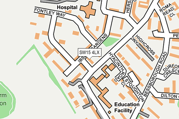 SW15 4LX map - OS OpenMap – Local (Ordnance Survey) SW15 4LX map - OS OpenMap – Local (Ordnance Survey)