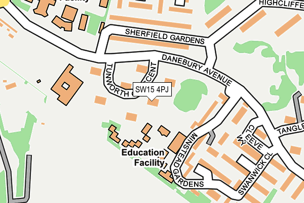 SW15 4PJ map - OS OpenMap – Local (Ordnance Survey) SW15 4PJ map - OS OpenMap – Local (Ordnance Survey)