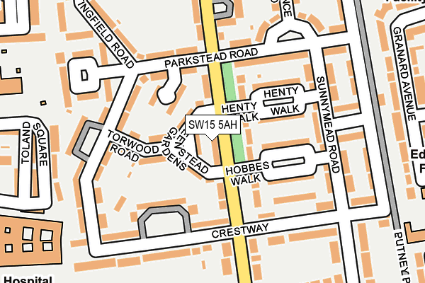 SW15 5AH map - OS OpenMap – Local (Ordnance Survey) SW15 5AH map - OS OpenMap – Local (Ordnance Survey)