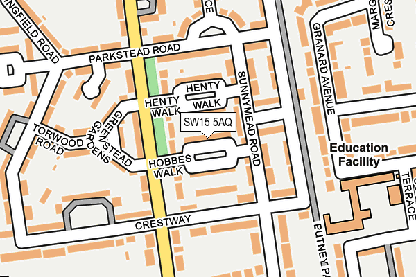SW15 5AQ map - OS OpenMap – Local (Ordnance Survey) SW15 5AQ map - OS OpenMap – Local (Ordnance Survey)