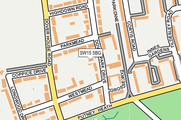 SW15 5BG map - OS OpenMap – Local (Ordnance Survey) SW15 5BG map - OS OpenMap – Local (Ordnance Survey)