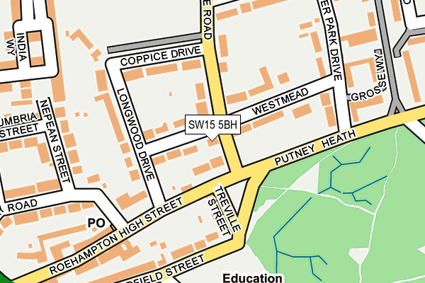 SW15 5BH map - OS OpenMap – Local (Ordnance Survey) SW15 5BH map - OS OpenMap – Local (Ordnance Survey)
