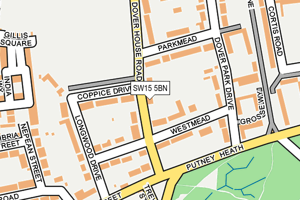 SW15 5BN map - OS OpenMap – Local (Ordnance Survey) SW15 5BN map - OS OpenMap – Local (Ordnance Survey)