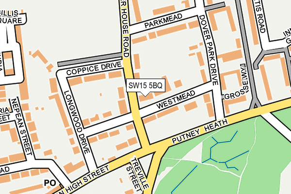 SW15 5BQ map - OS OpenMap – Local (Ordnance Survey) SW15 5BQ map - OS OpenMap – Local (Ordnance Survey)
