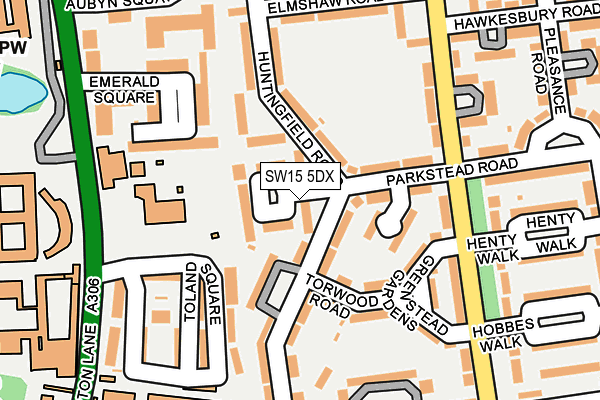 SW15 5DX map - OS OpenMap – Local (Ordnance Survey) SW15 5DX map - OS OpenMap – Local (Ordnance Survey)