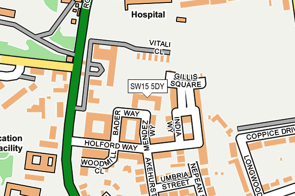 SW15 5DY map - OS OpenMap – Local (Ordnance Survey) SW15 5DY map - OS OpenMap – Local (Ordnance Survey)