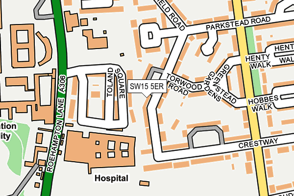 SW15 5ER map - OS OpenMap – Local (Ordnance Survey) SW15 5ER map - OS OpenMap – Local (Ordnance Survey)