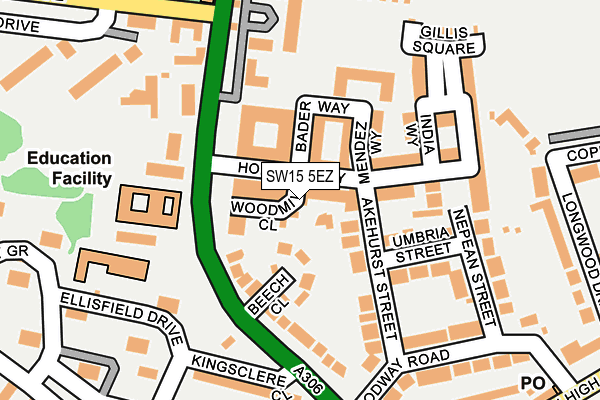 SW15 5EZ map - OS OpenMap – Local (Ordnance Survey) SW15 5EZ map - OS OpenMap – Local (Ordnance Survey)