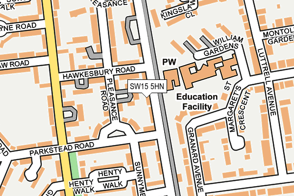 SW15 5HN map - OS OpenMap – Local (Ordnance Survey) SW15 5HN map - OS OpenMap – Local (Ordnance Survey)