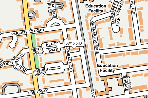 SW15 5HX map - OS OpenMap – Local (Ordnance Survey) SW15 5HX map - OS OpenMap – Local (Ordnance Survey)