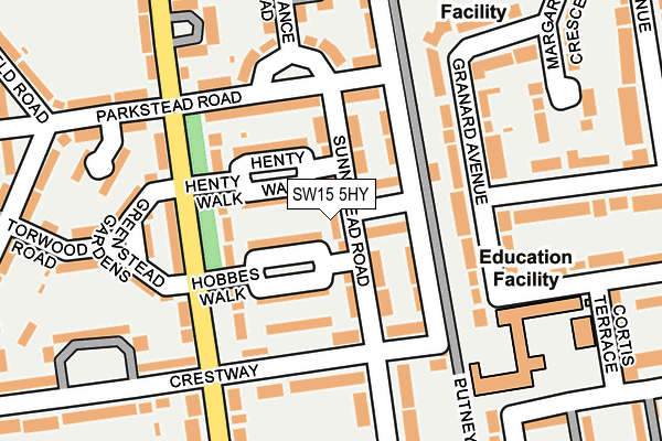 SW15 5HY map - OS OpenMap – Local (Ordnance Survey) SW15 5HY map - OS OpenMap – Local (Ordnance Survey)