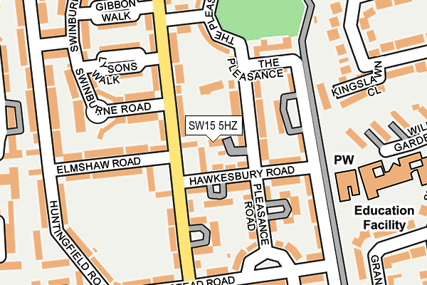 SW15 5HZ map - OS OpenMap – Local (Ordnance Survey) SW15 5HZ map - OS OpenMap – Local (Ordnance Survey)