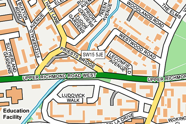 SW15 5JE map - OS OpenMap – Local (Ordnance Survey) SW15 5JE map - OS OpenMap – Local (Ordnance Survey)
