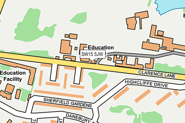 SW15 5JW map - OS OpenMap – Local (Ordnance Survey) SW15 5JW map - OS OpenMap – Local (Ordnance Survey)
