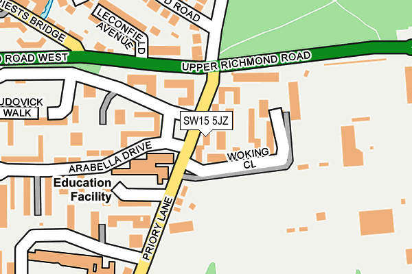 SW15 5JZ map - OS OpenMap – Local (Ordnance Survey) SW15 5JZ map - OS OpenMap – Local (Ordnance Survey)