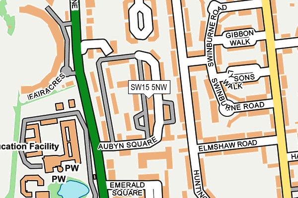 SW15 5NW map - OS OpenMap – Local (Ordnance Survey) SW15 5NW map - OS OpenMap – Local (Ordnance Survey)