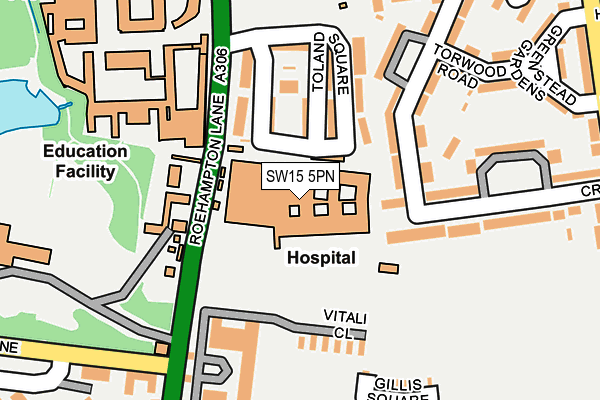SW15 5PN map - OS OpenMap – Local (Ordnance Survey)