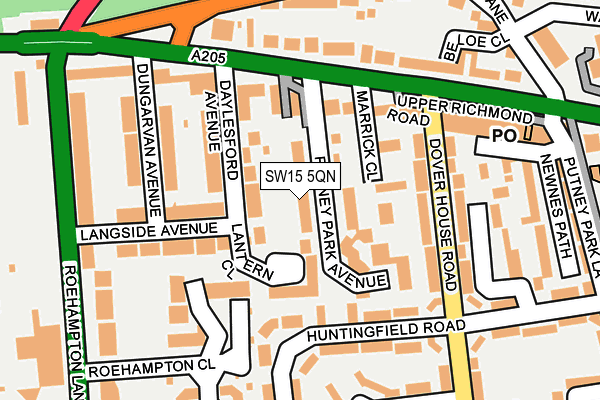 SW15 5QN map - OS OpenMap – Local (Ordnance Survey) SW15 5QN map - OS OpenMap – Local (Ordnance Survey)